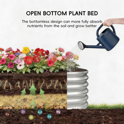 AHEONLAR 3Pack 2x2x1 ft Round Galvanized Raised Garden Bed Kit Round Metal Flower Box Large Planter Raised Beds Outdoor Garden for Planting,Fruit,Herb-Sliver