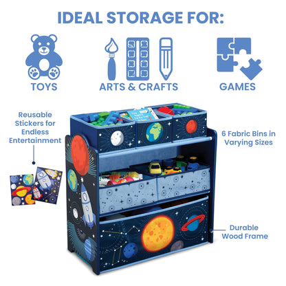Delta Children Space Adventures Design & Store 6 Bin Toy Storage Organizer - Greenguard Gold Certified, Blue