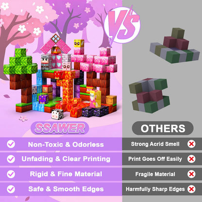 Magnetic Blocks for Kids, 100PCS 0.8inch Magnetic Building Blocks, Magnetic Cubes for STEM Constructions Magnetic Blocks for Boys Girls Age 3 4 5 6 7 8-12, Ideal Holiday Birthday Gifts(Sakura Lava)