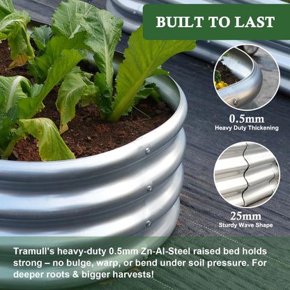 Tramull 4x2x1 ft Galvanized Raised Garden Bed Outdoor, 4-Pack 12" Tall Metal Planter Boxes for Planting Vegetables, Flowers, Herbs, Tomato - Corrugated Rust-Resistant Elevated Garden Beds Kit, Silver