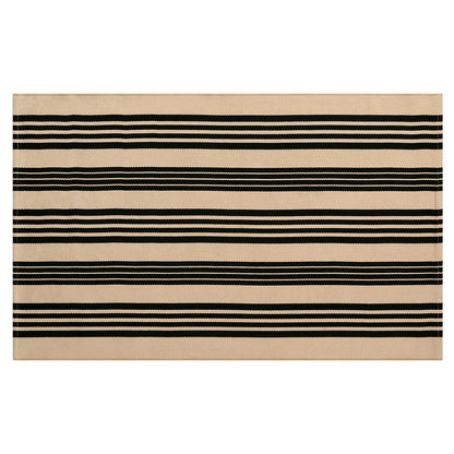Sungea Black and Khaki Striped Rugs 3x5, Outdoor Cotton Hand Woven Front Door Mat,Washable Reversible Layered Door Mats, Foldable Front Porch Rug for Entryway/Home Entrance/Farmhouse