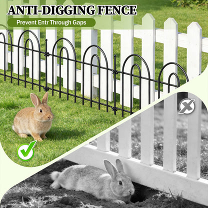 45ft x 13in Garden Fence Animal Barrier, 32 Panels Decorative Garden Fence Border, No Dig Garden Fence Panels, 1.8in Gap Rustproof Metal Stakes, Ground Defense Border Fence for Outdoor, Yard, Patio