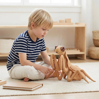 ZHONGXIN MADE Large Brown Mantis Plush Toy - Realistic Brown Praying Mantis Stuffed Animals 15in, Lifelike Soft Big Wings Insect Toys Real Plushie Toy, Unique Plush Gift Collection for Kids