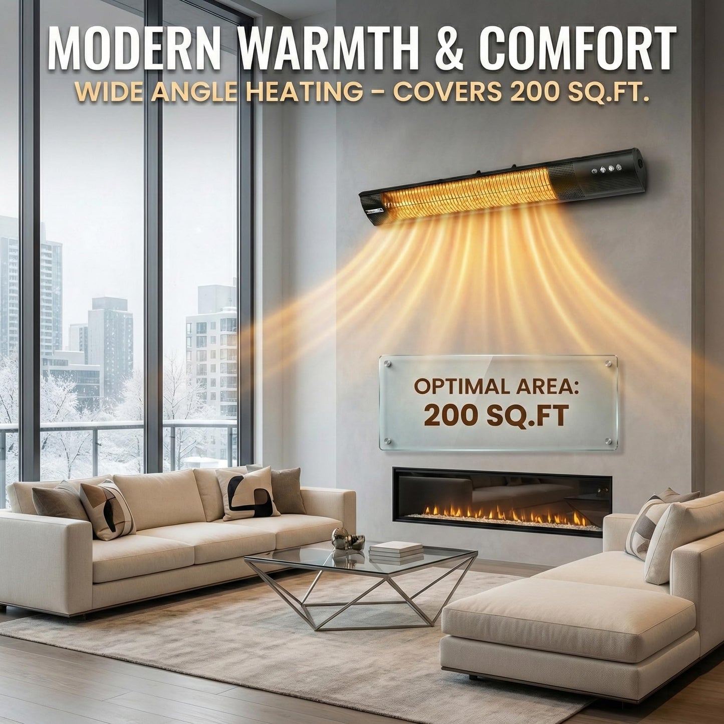 YESERLI Electric Patio Heater, 1500W Wall Mounted Outdoor Heater with Remote Control & 24H Timer, IP65 Waterproof Carbon Infrared Heater for Backyard, Gazebo, Garage and Restaurant