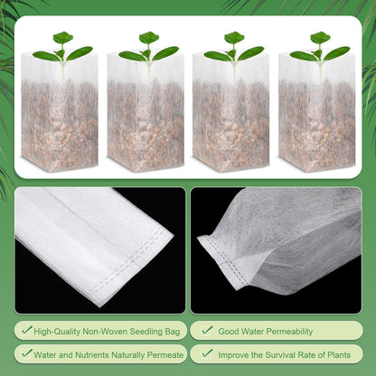 Wesnoy 1000 Pcs Nursery Seed Non Woven Plants Nursery Bags 5.9 x 6.3 Inch Fabric Seedling Pots Grow Bags Plants Pouch for Vegetables Flower for Home Garden Greenhouse Supplies