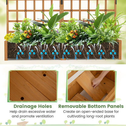 Toolsempire 72" Raised Garden Bed with Lattice Trellis, Hanging Roof & Drainage Holes, Elevated Wooden Planter Box for Vine Climbing Plant, Flower, Herb & Vegetable