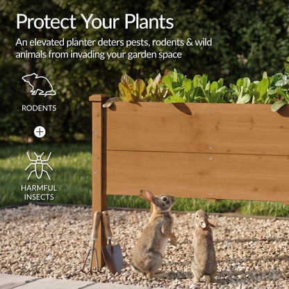 Best Choice Products 48" x 24" x 30" Raised Garden Bed with Extra Deep 16" Depth, Elevated Wood Planter Box Stand for Backyard, Patio, Balcony, Natural Fir Wood - Acorn Brown