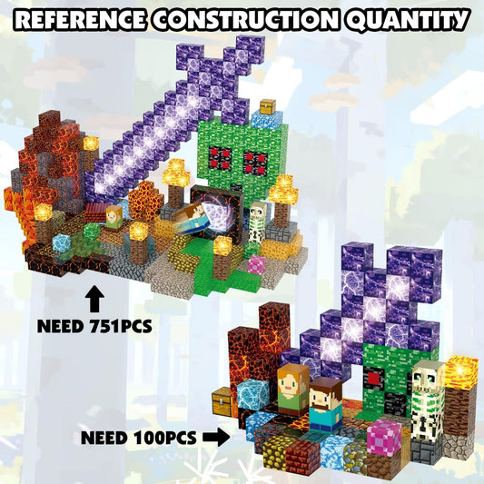 AIDYVOI 100pcs Magnetic Blocks, Magnetic Building Blocks Toys STEM Construction Toys Toddlers Age 3-8, Light Up Magnet Cubes Montessori Sensory Stacking Toy for Boys Birthday Gift