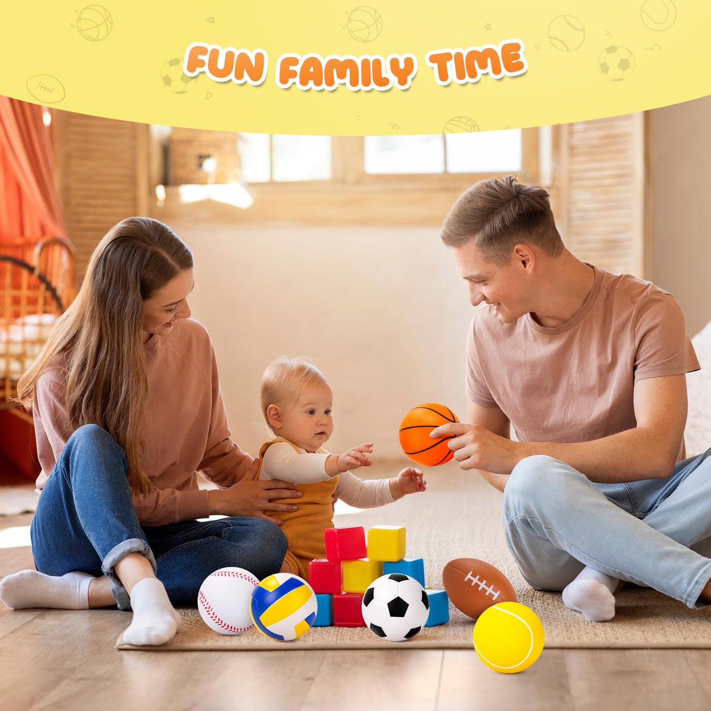 Innotoys Balls for Toddlers Babies, Soft Baby Toys, 6 Pack 3.5" Foam Balls Kids Sports Set, Small Soccer Basketball Baseball Football Volleyball Tennis, Indoor Outdoor Toys Games Gifts for Boys Girls
