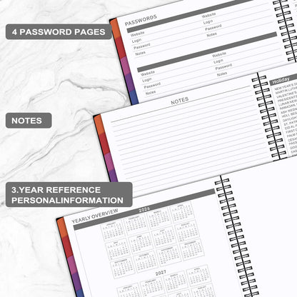 Monthly Planner 2026-2027 - Academic Planner 2026-2027, JUL. 2026 - DEC. 2027, Calendar planner with Colorful Tabs, 8.5" x 11", 26-27 Monthly planner/Calendar with Pocket, Thick Paper, Twin-Wire Binding - Black