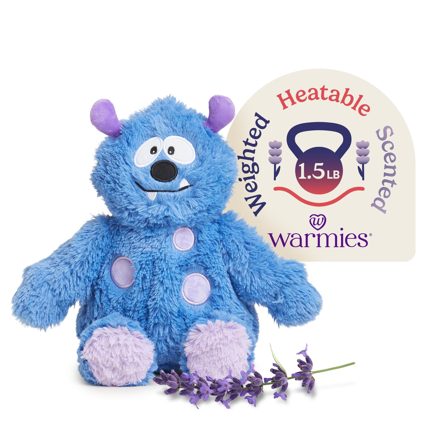 warmies Microwavable & Weighted Stuffed Animals, Blue Monster - Heat & Chill Therapy Animal Heating Pad - Hugging Comfort Weighted Plushies for Adults & Children (Boys, Girls, Babies & Toddlers)