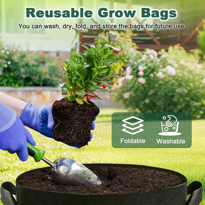 COKIELE 5 Pack 5 Gallon Grow Bags, Thickened Aeration Nonwoven Fabric Plant Pots with Handles, Heavy Duty 300G Garden Planting Bag for Tomato, Potato, Strawberry, Vegetable, Fruits and Flowers