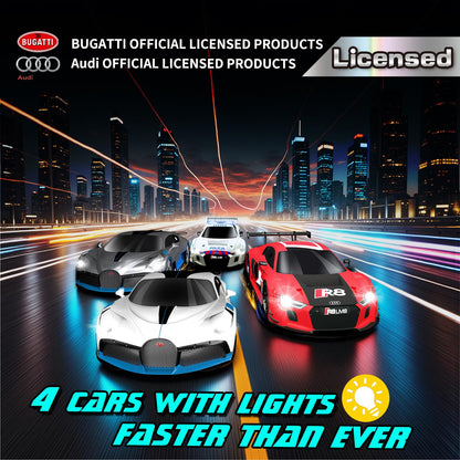 AGM MASETCH Slot Car Racing Set with LED Lap Counter, High Speed, Fuel Pit Stop, Voice Feedback, 4 Licensed Cars, 13.5m (44ft) Track, Electric or Battery Powered for Kids & Adults