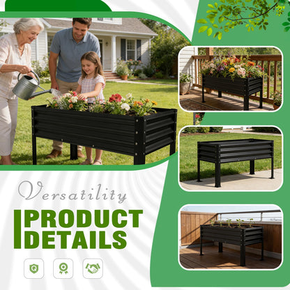 Yardbliss Large Galvanized Raised Garden Bed Outdoor with Legs, Load Capacity 1200LB, 48x26x30in Raised Garden Bed, for Backyard/Patio/Balcony/Gardening/Vegetables Flowers, Black
