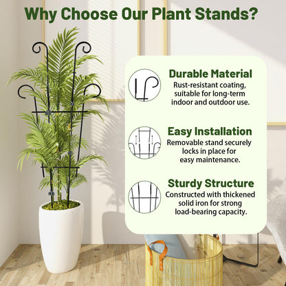 25.6 Inch Plant Trellis for Climbing Plants, 4 Pack Metal Garden Trellis for Potted Plants Indoor House Plant Climber Support Stakes with Plant Clips for Monstera Pothos Hoya Ivy Flower