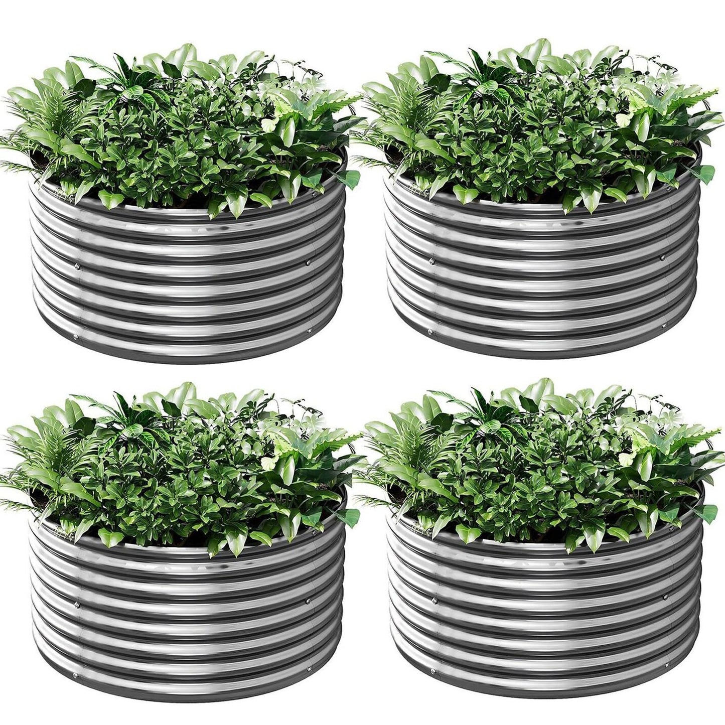 Mostmahes 4 Pack 3x3ft Round Galvanized Raised Garden Bed Outdoor, Metal Garden Bed for Vegetables, Above Ground Garden Box for Flower, Steel Raised Beds for Gardening - 3ftx3ftx10inch
