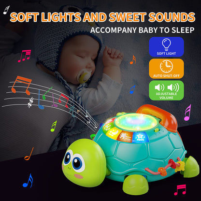 Letapapa Baby Toys 6 to 12 Months, Tummy Time Toy for 12-18 Months, Musical Turtle Crawling Toys with Light & Sound, Birthday Gift Early Educational Toy for Baby Infant 6 7 8 9 10 Months 1 2 Year Old