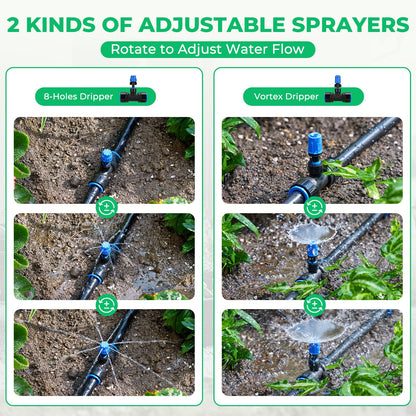 HIRALIY Raised Bed Drip Irrigation Kit Small, DIY Garden Grid Watering System, Garden Irrigation System, for Raised Beds up to 2 x 8FT
