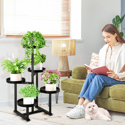 jsyonii 5 Tier Metal Plant Stand Indoor, Tiered Corner Plant Holders for Multiple Plants, 27 Inch Tall Flower Pot Holde Display Stand for Patio Garden Living Room Balcony Bedroom, Black
