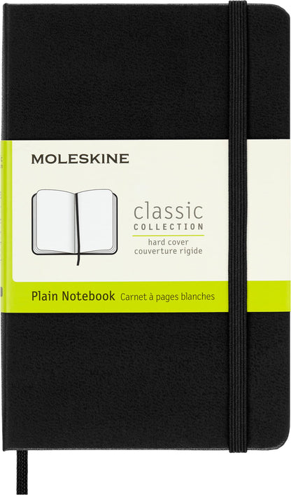 Caderno Clássico, Preto, Capa Dura, Sem Pauta, Tamanho Bolso