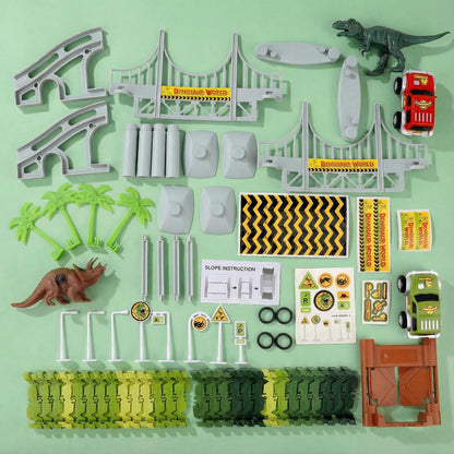 AUUGUU Dinosaur Toys - Create A Dino World with Flexible Race Track, Birthday Gift for Kids Ages 3+, Toys for 3 4 5 Year Old Boys