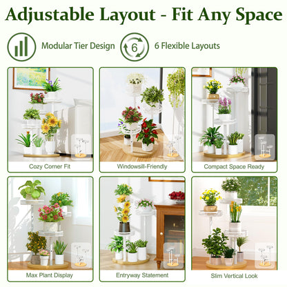 NQW Tall Plant Stand Indoor Outdoor, Corner 3 Tier Metal Flower Pot Stands,Heavy Duty Plant Shelf for Living Room Bedroom Balcony