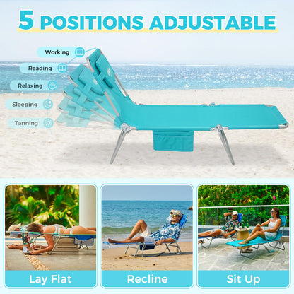 WEJOY Folding Tanning Chair with Face Hole, 5 Positions