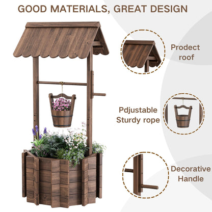 ZSYWODFO Wishing Wells for Outside,Wooden Wishing Well Planter,Rustic Flower Planter for Garden Patio Lawn Backyard Home Decor-21.7X21.7X47.25IN