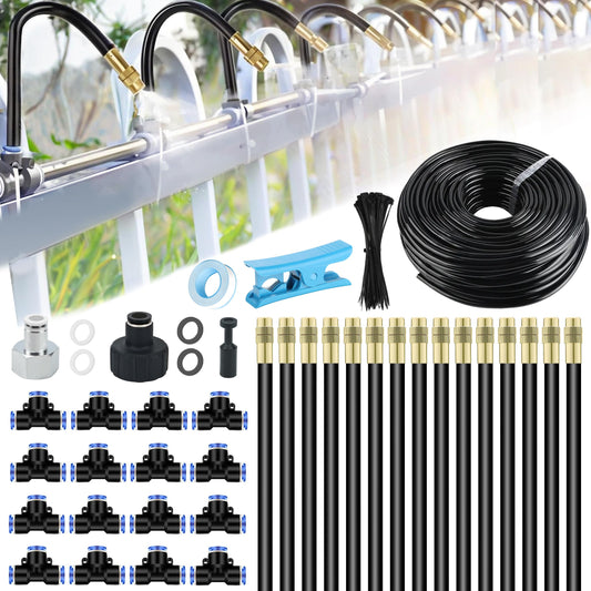 Dianrui 360° Curved Garden Automatic Irrigation System—50FT Drip Irrigation System for Garden, Garden Mister System for Greenhouse, Yard, Lawn, Plant (Dropper Atomizing Mist Nozzles, 5/16")