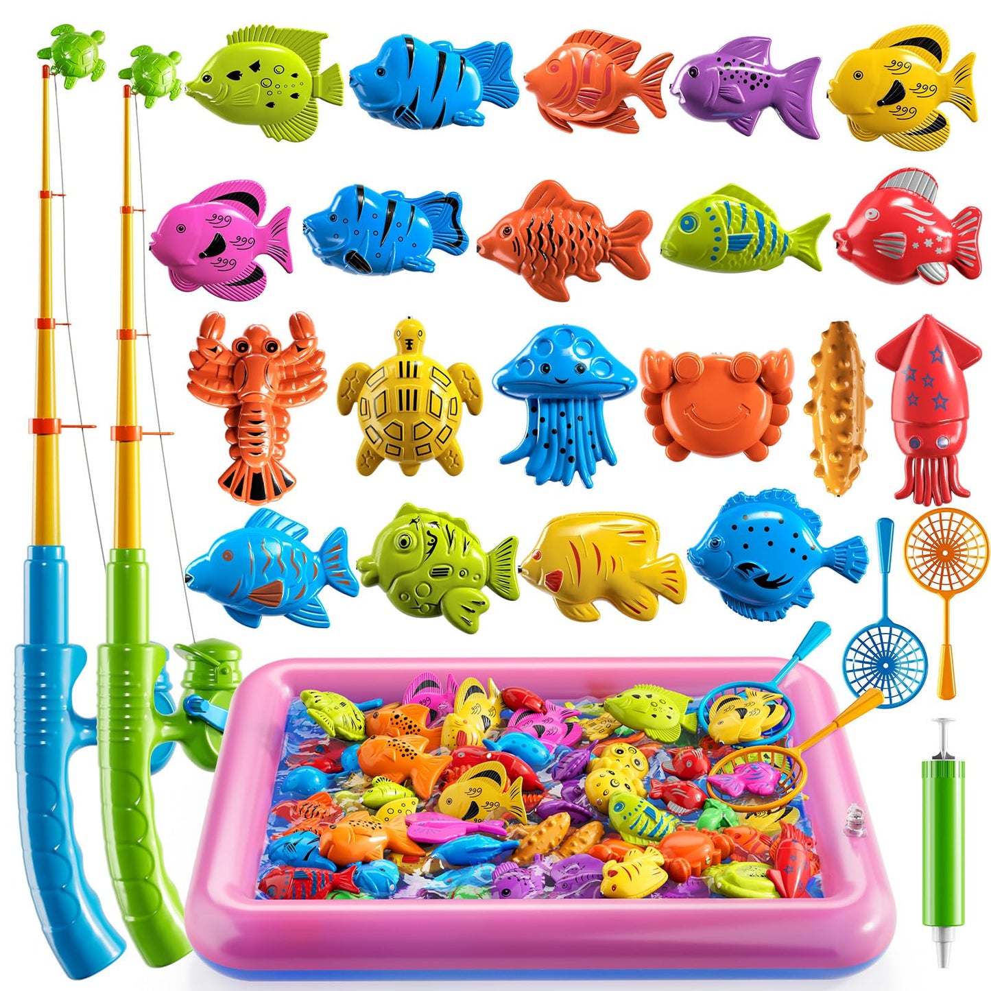 TEMI Fishing Toy for Kids 3-8 Years Old, Bath Toy for Child, Magnetic Fishing Pole for Toddlers, Summer Water Toys for Boys and Girls, Outdoor and Indoor Toys, Gifts for Birthday and Holidays