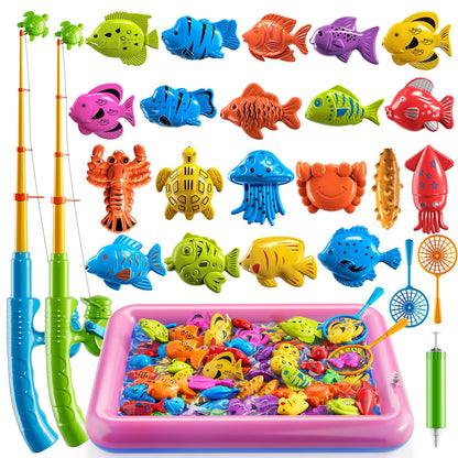 TEMI Fishing Toy for Kids 3-8 Years Old, Bath Toy for Child, Magnetic Fishing Pole for Toddlers, Summer Water Toys for Boys and Girls, Outdoor and Indoor Toys, Gifts for Birthday and Holidays