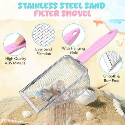 Guiqulai Summer Beach Toys Set for Kids Collapsible Sand Bucket Shovels Crab Molds Mesh Bag Outdoor Sandbox Water Play Toys for Boys Girls Travel Essential