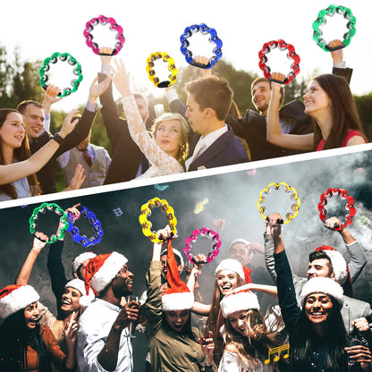 AOKISY 15 Pcs Petal Tambourine Set-with Sand Hammers Jingle All the Way!Double Row Metal Jingles Hand Held Percussion Drum for Bar Party KTV School Family Christian Dance Christmas Charity Project