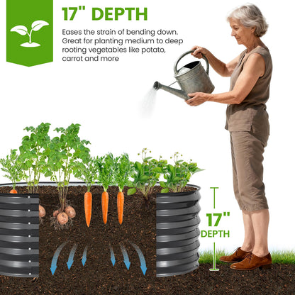 Galvanized Raised Garden Bed Outdoor |17'' Tall Planter Box Outdoor for Deep Root Plants | 2Pcs Raised Bed Kit for Gardening with Rubber Strip for Vegetables Flowers Fruits (Darkgrey, 4x2x1.4FT)