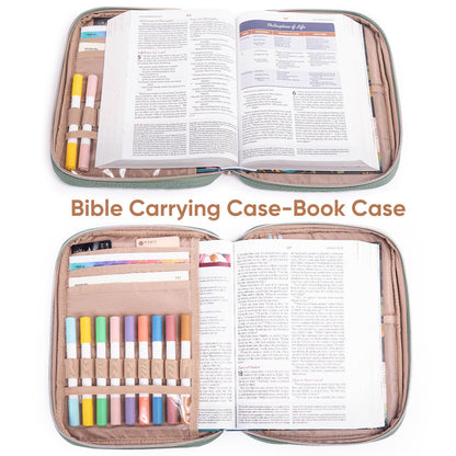 APLUFINE Quilted Bible Cover for Women, Large Bible Bag with Handle & Shoulder Strap, Bible Study Supplies Organizer, Zipper Bible Carrying Case, Christian Gift Book Cover Fits 9 x 6 Bible