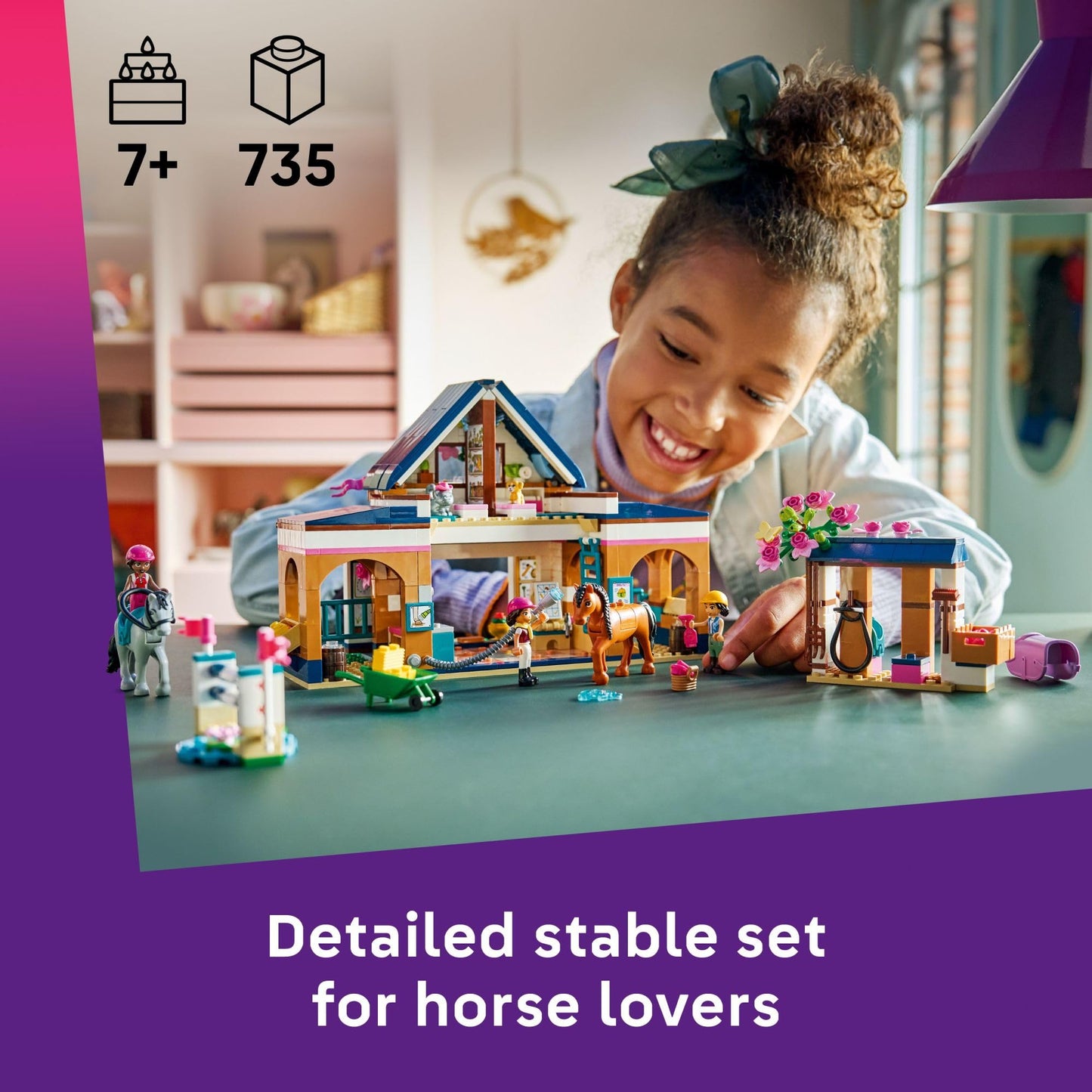 LEGO Friends Horse Stable and Riding Academy Building Toy for Girls & Boys - Pretend Play Set for Kids, Ages 7+ - W/3 Minidolls, Toy Animal Figures, & Accessories - Gift Idea for Birthdays - 42688