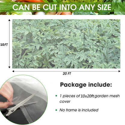 Unves 10'x20' Garden Netting, Bird Netting Mosquito Mesh for Vegetable Fruits Plant Garden Protections, Plant Covers Bug Insect Net Pest Barrier Protect Garden Plant from Birds Bugs