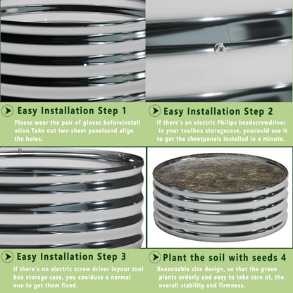 DIIYIV 2Pack 2x2x1ft Galvanized Raised Garden Bed, Planter Raised Garden Beds Outdoor, Round Clearance Raised Garden Beds for Gardening Vegetables