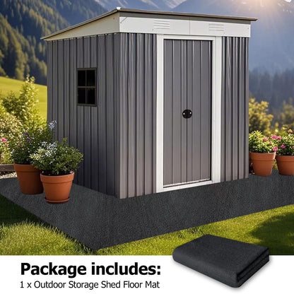 RUNZEG Outdoor Storage Shed Floor Mat, 6 * 4FT Waterproof Washable Garden Flooring Pad with Non Slip Backing, Soft Furniture Patio Covering Carport dust Oil Mat-Tool Shed, Storage Shed Not Included