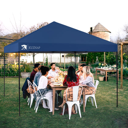KUZNAP 12’x12’ Pop up Canopy Tent Patented EZ Set up Instant Outdoor Canopy with Wheeled Carry Bag Bonus 4 Weight Sandbags, 8 Stakes and 4 Ropes， Blue