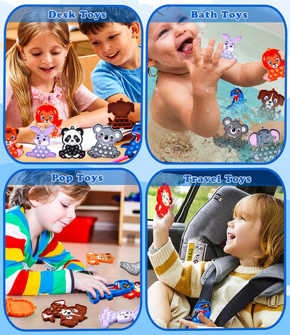 9PCS Animal Pop Fidget Toys, Sensory Fidget Toys for Kids Toddlers, Airplane Car Travel Activities Essential, Birthday Gifts for Boys Girls, Fidgets for Classroom