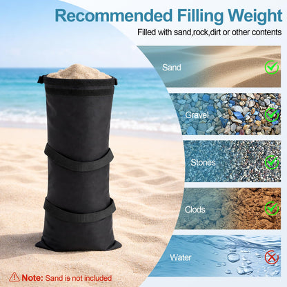 EMART 4 Packs 200LBS Umbrella Base Weights, Durable Sand Bags for Weight, Weatherproof Fillable Heavy Duty Sandbags for Backyard Umbrella, Outdoor Furniture, Garden, Trampoline, Poolside Accessories