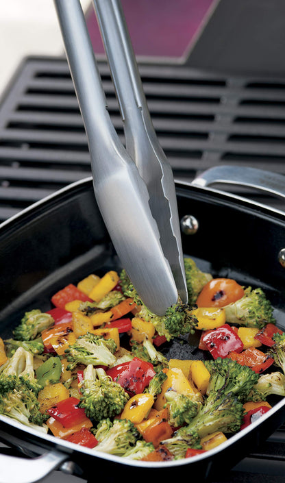 Weber Stainless Steel Style 2‑Piece Barbecue Tool Set – Spatula & Hands‑Free Locking Tongs with Textured Easy‑Grip Handles, BBQ Grilling