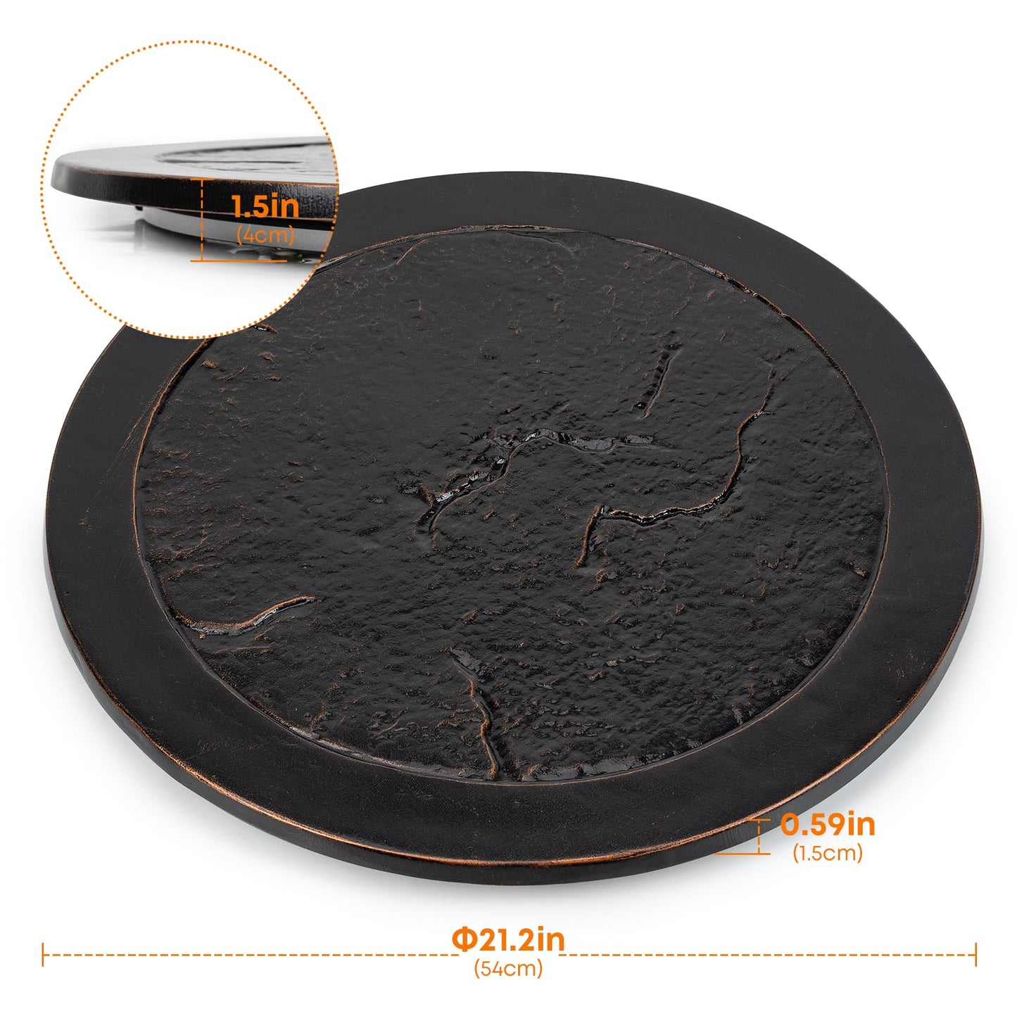 Stanbroil Cast Aluminum Fire Pit Lid, Rust-Free Lid for Outside Fire Pit or Table, Lazy Susan for Agio and TK Classics