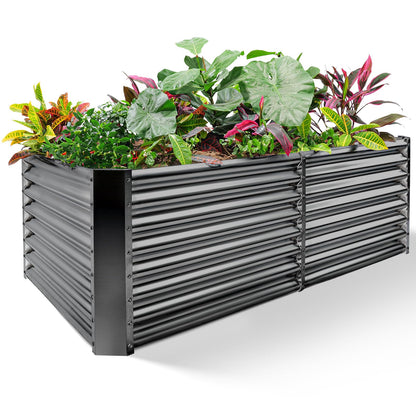 Land Guard 8×4×2 ft Galvanized Raised Garden Bed Kit, Galvanized Planter Raised Garden Boxes Outdoor, Large Metal Raised Garden Beds for Vegetables(Grey)…
