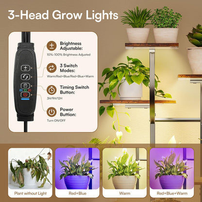 Verinch 59" Plant Stand Indoor with Grow Lights, 2PCS, 9 Tiered Plant Shelf with Drawer, Corner Plant Stands for Indoor Plants, Metal Plant Flower Display Shelf, Plant Rack for Home, Black (1)