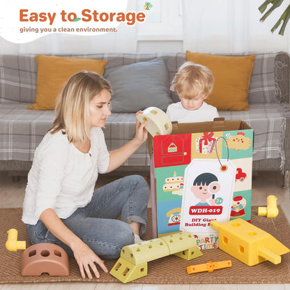 WyfKyd 41PCS DIY Big Building Blocks for Kids 3+ Year Old Jumbo Montessori STEM Toys Stacking Blocks, Toddler Developmental Play Toy Set, Birthday for Boys & Girls