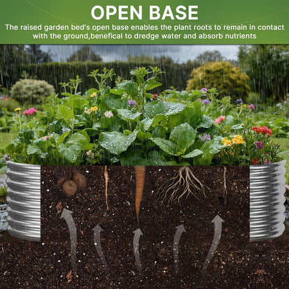 Mostmahes 3 PCS Galvanized Raised Garden Bed Outdoor, Metal Garden Bed for Vegetables, Above Ground Garden Box for Flower, Steel Raised Beds for Gardening - 3x2ft