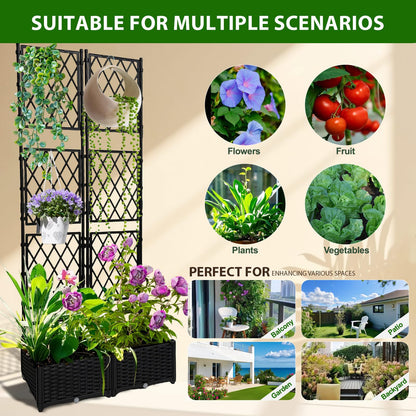 BUKLIYN Planter with Trellis - Raised Garden Bed with Trellis 75.5"x31.5"x16", Privacy Screen Planter Box with Drainage Hole, Outdoor Raised Garden Bed for Climbing Plants