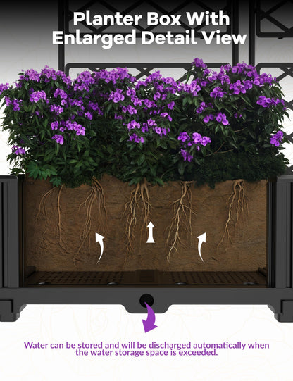 Garvee Raised Garden Bed with Trellis 3-Pack - 48" l x 16" w x 63" h Plastic Vertical Planter Box for Climbing Plants, Outdoor Privacy Screen for Patio, Balcony, Backyard - Sturdy & Lightweight
